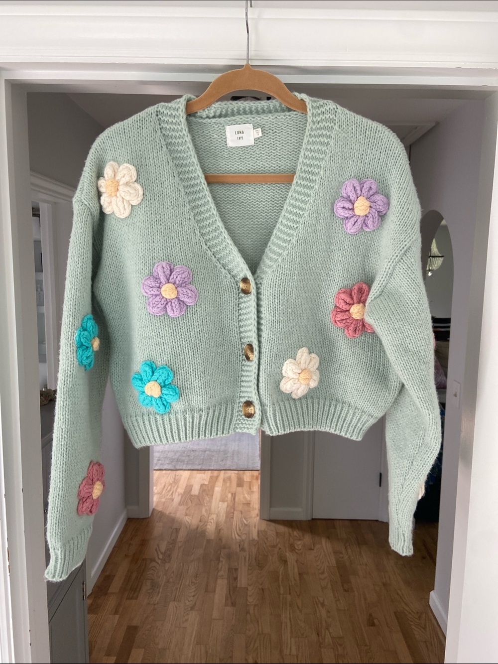 Anthropologie Luna Ivy Floral Embroidered Cardigan